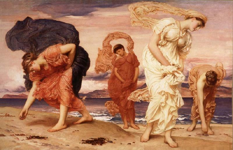 Frederick Leighton Greek Girls Picking up Pebbles by the Sea Sweden oil painting art